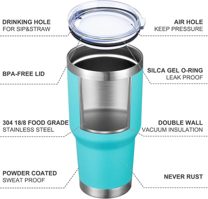 30oz Tumbler Double Wall Vacuum Insulated Travel Mug, Stainless Steel Tumbler with Lid, Durable Powder Coated Insulated Coffee Cup for Cold & Hot Drinks (Black,1 PACK)