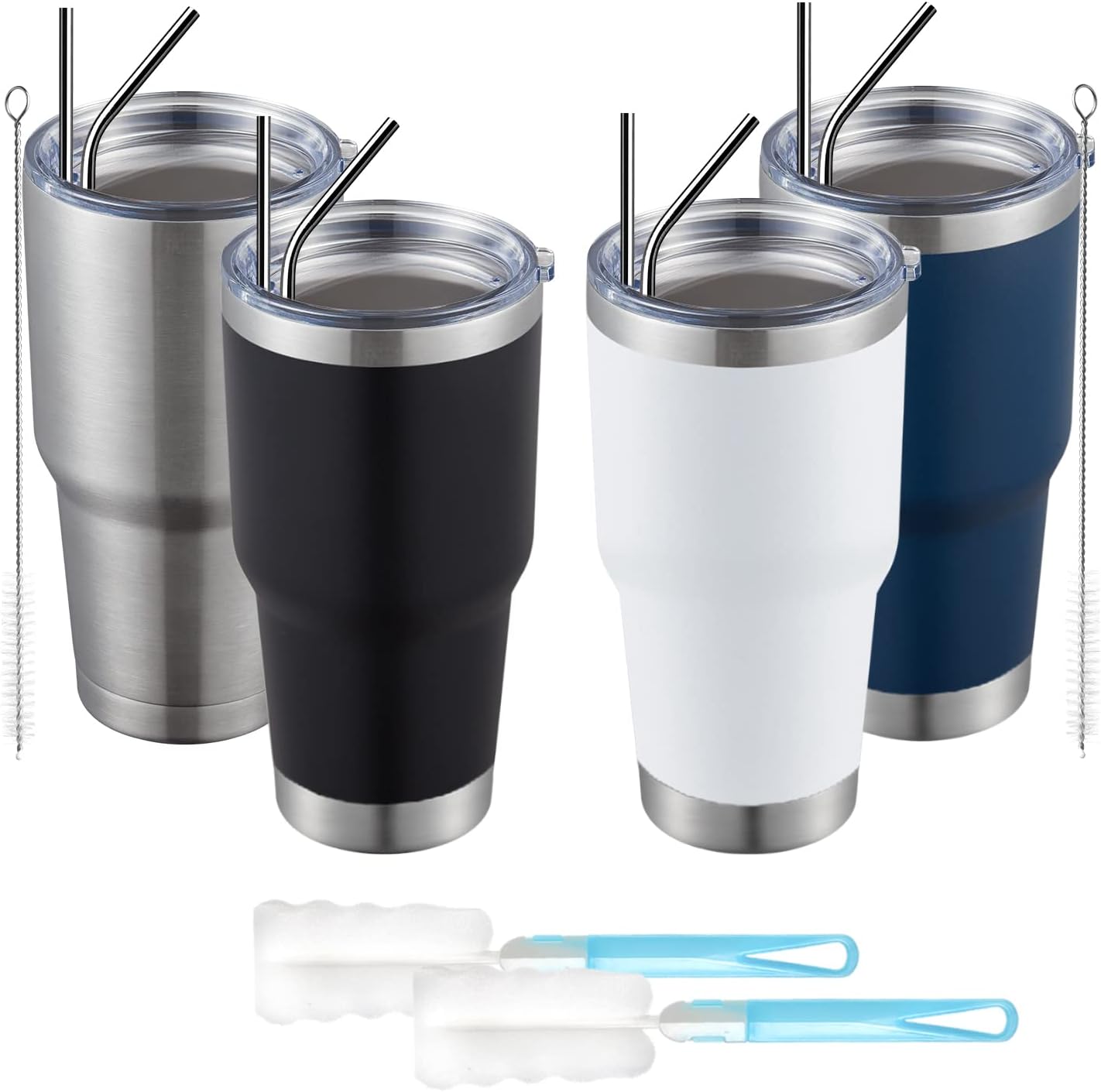 30oz Tumbler Double Wall Vacuum Insulated Travel Mug, Stainless Steel Tumbler with Lid, Durable Powder Coated Insulated Coffee Cup for Cold & Hot Drinks (Black,1 PACK)