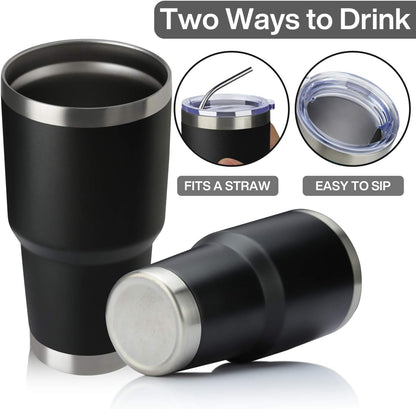 30oz Tumbler Double Wall Vacuum Insulated Travel Mug, Stainless Steel Tumbler with Lid, Durable Powder Coated Insulated Coffee Cup for Cold & Hot Drinks (Black,1 PACK)