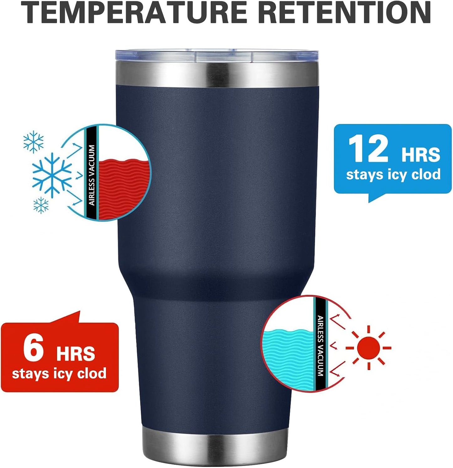 30oz Tumbler Double Wall Vacuum Insulated Travel Mug, Stainless Steel Tumbler with Lid, Durable Powder Coated Insulated Coffee Cup for Cold & Hot Drinks (Black,1 PACK)