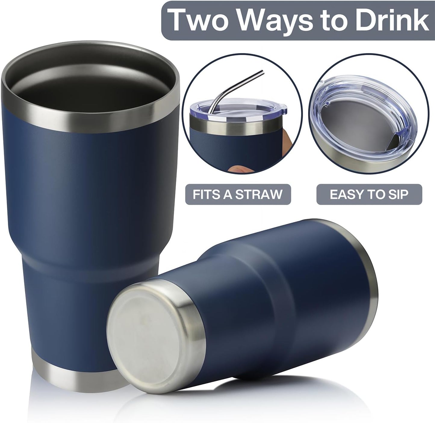 30oz Tumbler Double Wall Vacuum Insulated Travel Mug, Stainless Steel Tumbler with Lid, Durable Powder Coated Insulated Coffee Cup for Cold & Hot Drinks (Black,1 PACK)