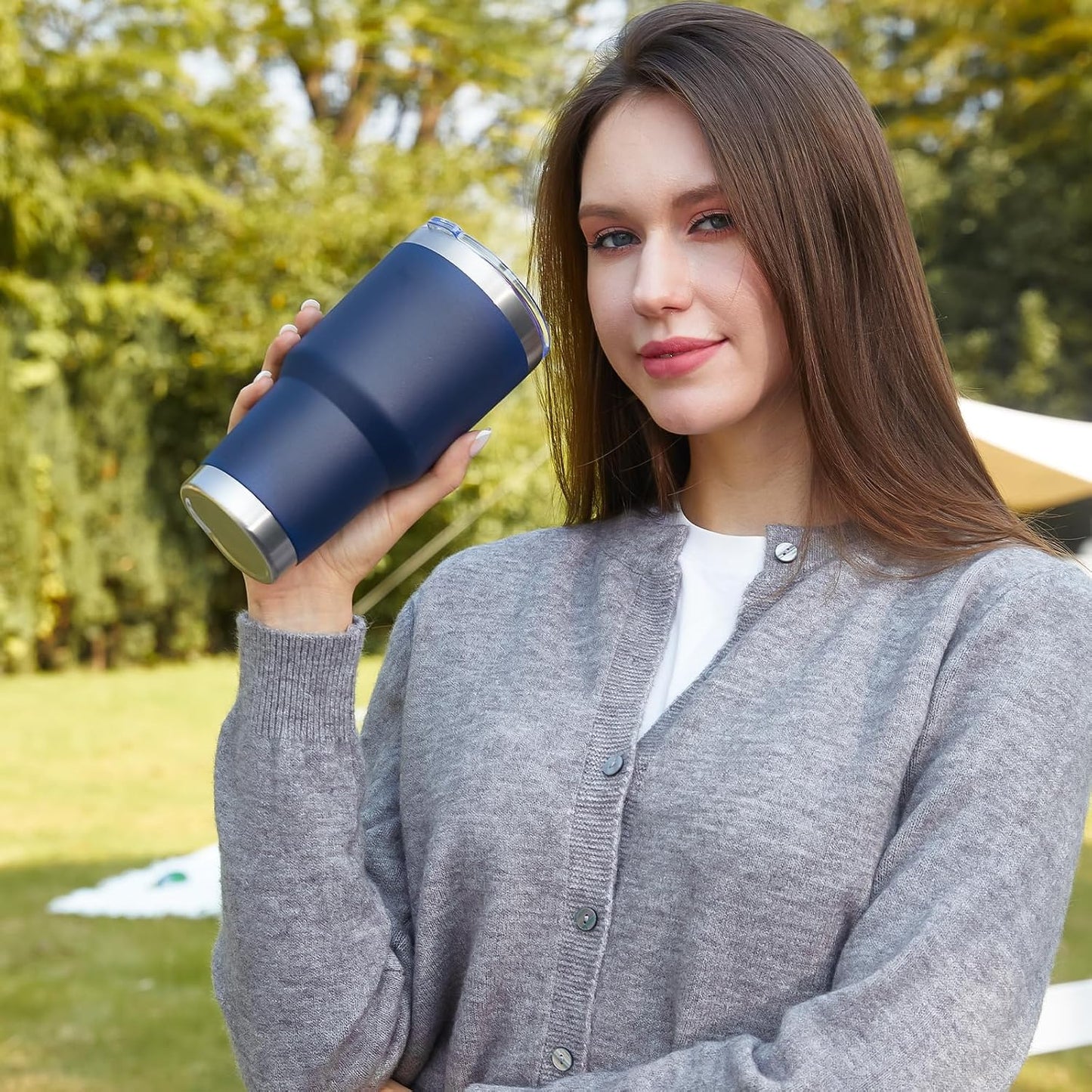 30oz Tumbler Double Wall Vacuum Insulated Travel Mug, Stainless Steel Tumbler with Lid, Durable Powder Coated Insulated Coffee Cup for Cold & Hot Drinks (Black,1 PACK)