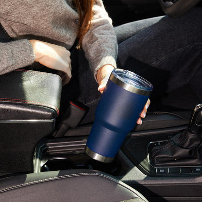 30oz Tumbler Double Wall Vacuum Insulated Travel Mug, Stainless Steel Tumbler with Lid, Durable Powder Coated Insulated Coffee Cup for Cold & Hot Drinks (Black,1 PACK)