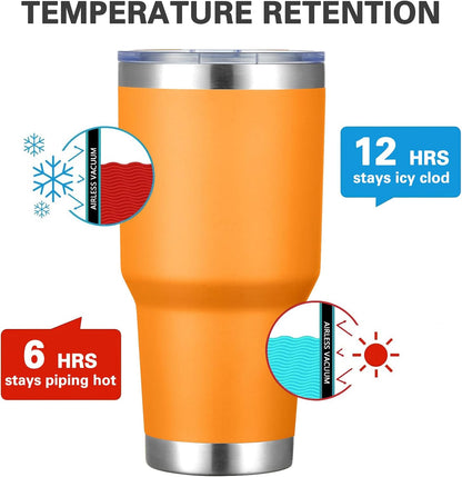 30oz Tumbler Double Wall Vacuum Insulated Travel Mug, Stainless Steel Tumbler with Lid, Durable Powder Coated Insulated Coffee Cup for Cold & Hot Drinks (Black,1 PACK)