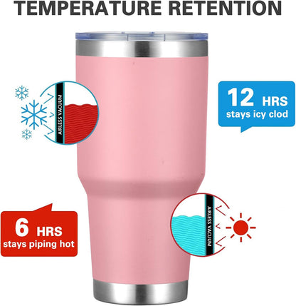 30oz Tumbler Double Wall Vacuum Insulated Travel Mug, Stainless Steel Tumbler with Lid, Durable Powder Coated Insulated Coffee Cup for Cold & Hot Drinks (Black,1 PACK)