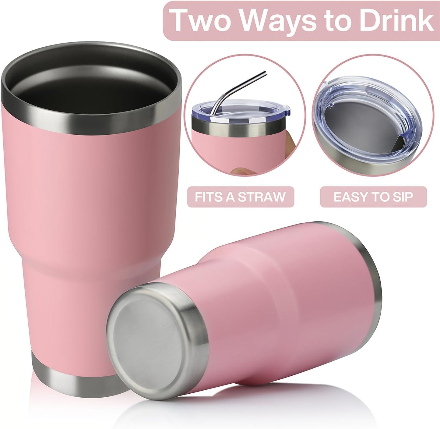 30oz Tumbler Double Wall Vacuum Insulated Travel Mug, Stainless Steel Tumbler with Lid, Durable Powder Coated Insulated Coffee Cup for Cold & Hot Drinks (Black,1 PACK)
