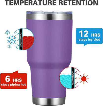 30oz Tumbler Double Wall Vacuum Insulated Travel Mug, Stainless Steel Tumbler with Lid, Durable Powder Coated Insulated Coffee Cup for Cold & Hot Drinks (Black,1 PACK)