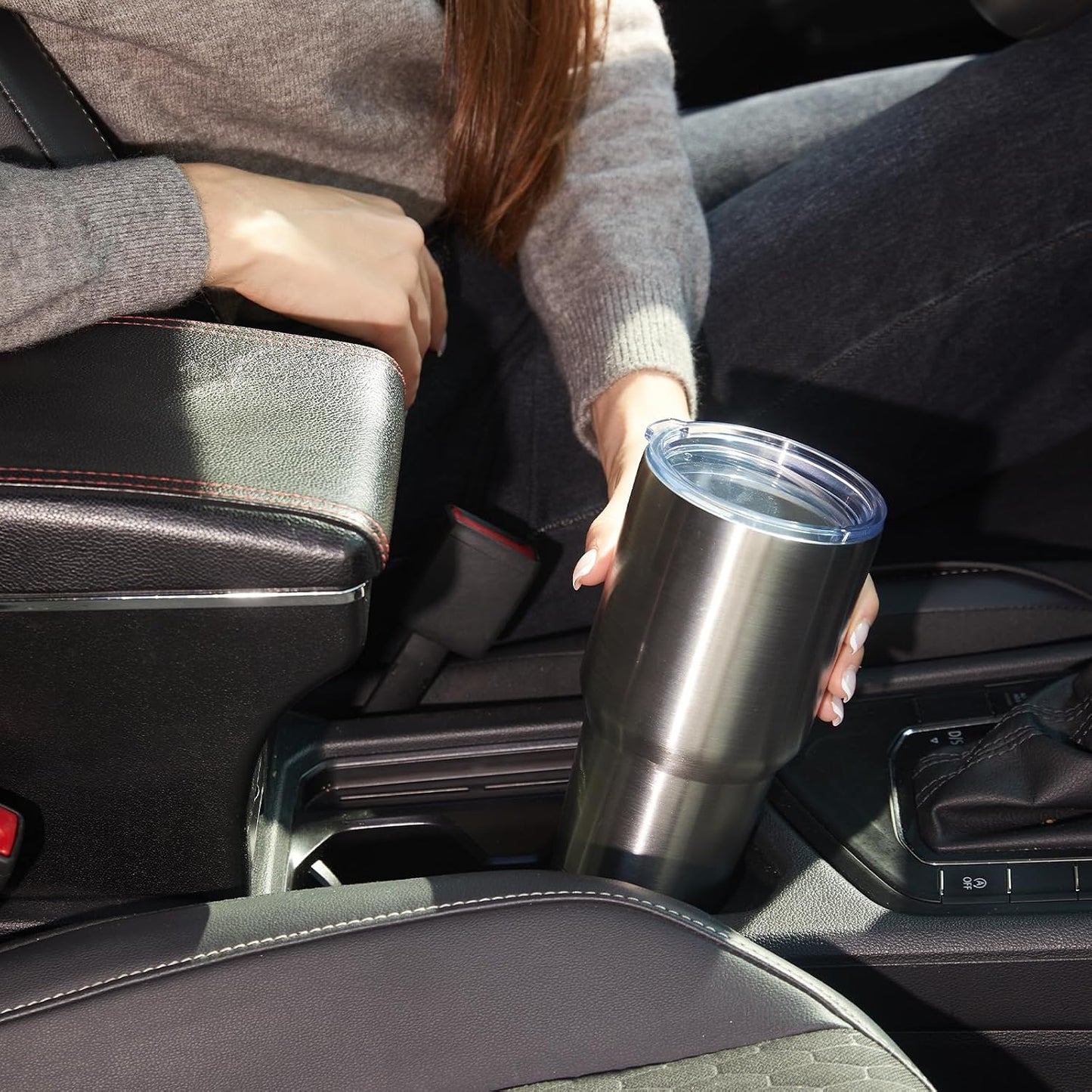 30oz Tumbler Double Wall Vacuum Insulated Travel Mug, Stainless Steel Tumbler with Lid, Durable Powder Coated Insulated Coffee Cup for Cold & Hot Drinks (Black,1 PACK)
