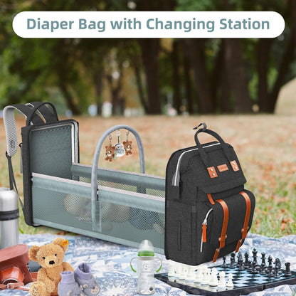 Diaper Bag Backpack with Changing Station, Baby Bags for Girls, Pink