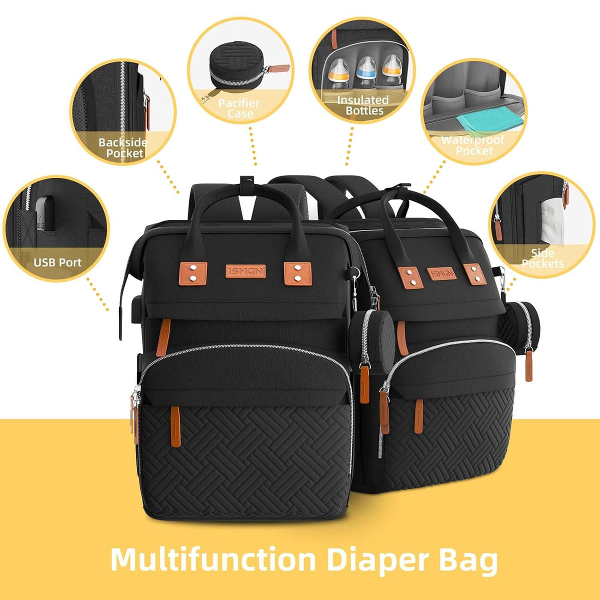 Diaper Bag Backpack with Changing Station, Baby Bags for Girls, Pink