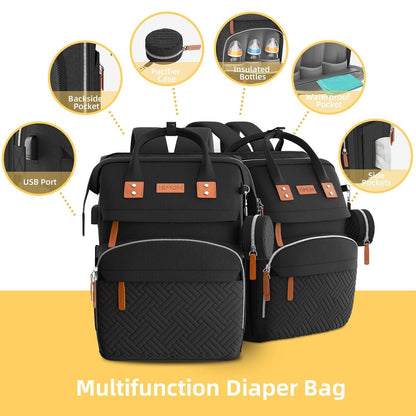 Diaper Bag Backpack with Changing Station, Baby Bags for Girls, Pink