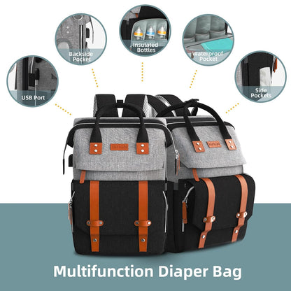 Diaper Bag Backpack with Changing Station, Baby Bags for Girls, Pink