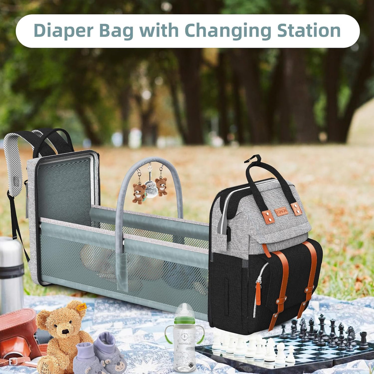 Diaper Bag Backpack with Changing Station, Baby Bags for Girls, Pink