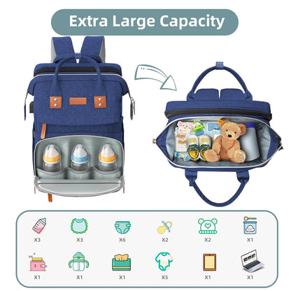 Diaper Bag Backpack with Changing Station, Baby Bags for Girls, Pink