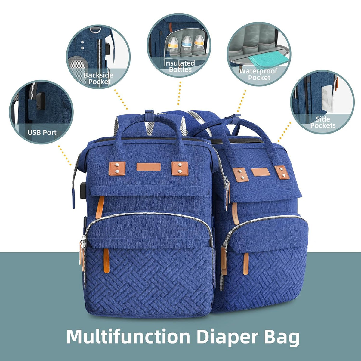 Diaper Bag Backpack with Changing Station, Baby Bags for Girls, Pink
