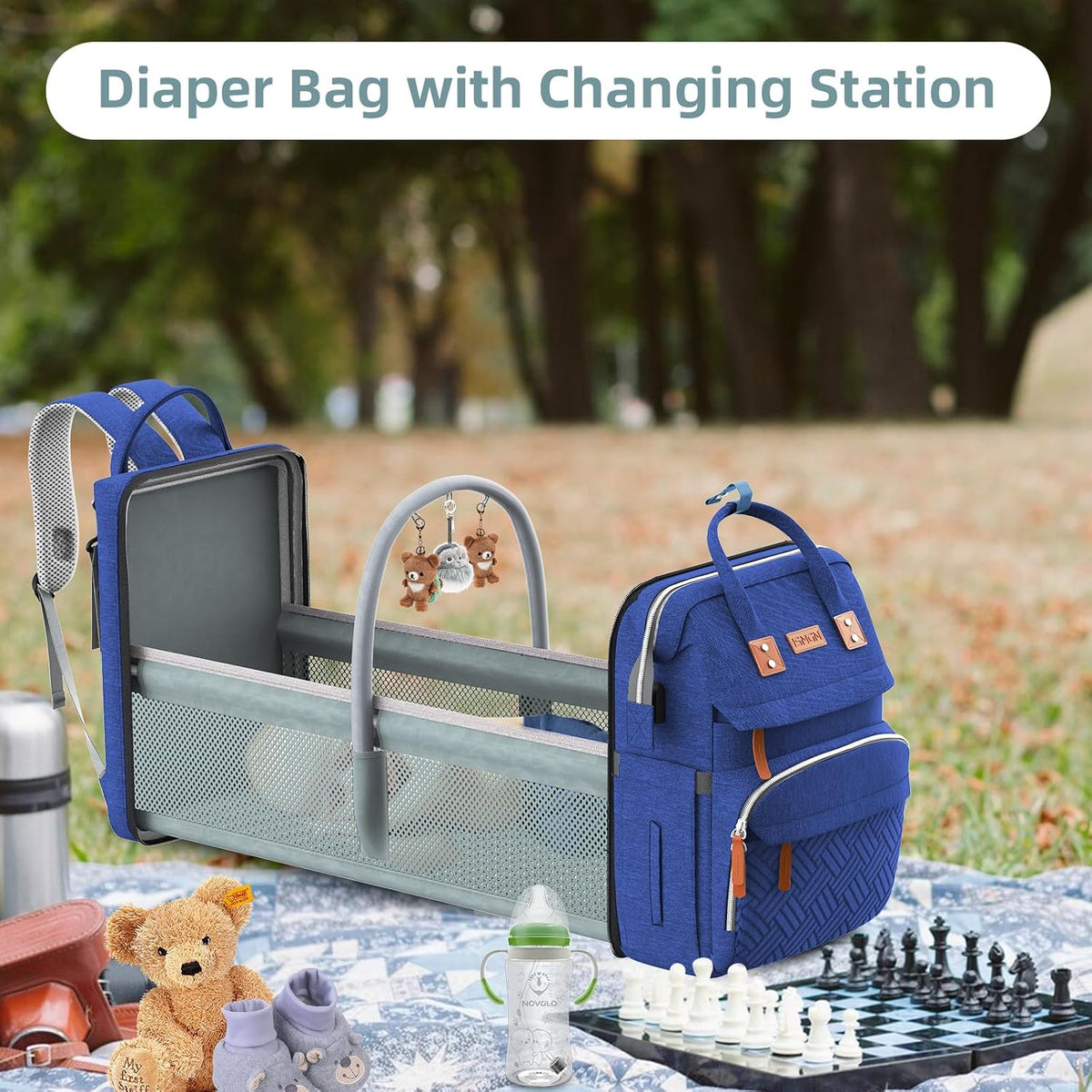 Diaper Bag Backpack with Changing Station, Baby Bags for Girls, Pink