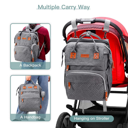 Diaper Bag Backpack with Changing Station, Baby Bags for Girls, Pink
