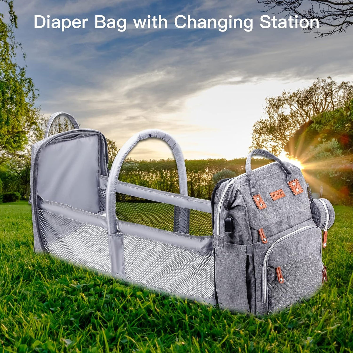 Diaper Bag Backpack with Changing Station, Baby Bags for Girls, Pink