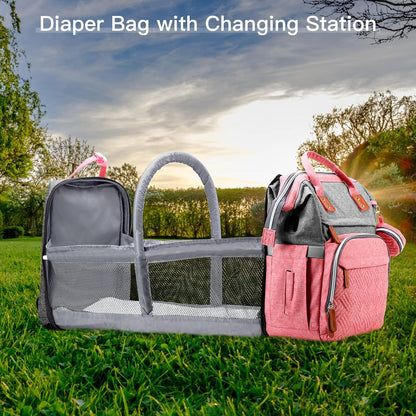 Diaper Bag Backpack with Changing Station, Baby Bags for Girls, Pink