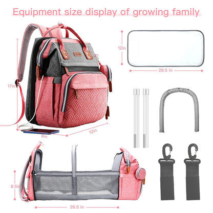 Diaper Bag Backpack with Changing Station, Baby Bags for Girls, Pink