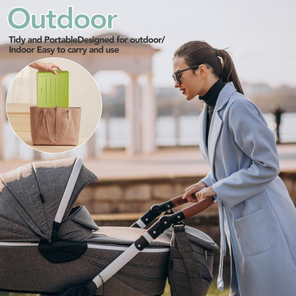 Baby Bottle Care Set 6-in-1 Travel & Home Kit with Silicone Bottle Brush, Nipple & Straw Brush, Soap Dispenser, Foldable Drying Rack & Storage Case, BPA Free (Green)