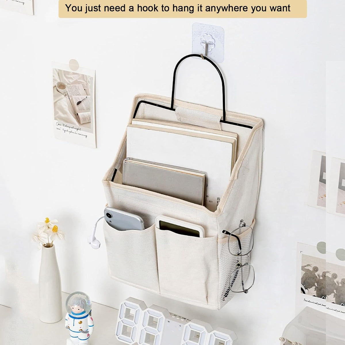 Wall Hanging Storage Bag 4 Pcs Fabric Closet Organizer Pockets