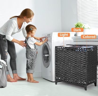 Laundry Hamper with 4 Removable Liner Bags, 176L Laundry Sorter with Lid