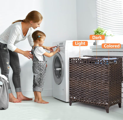 Laundry Hamper with 4 Removable Liner Bags, 176L Laundry Sorter with Lid