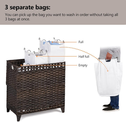 Laundry Hamper with 4 Removable Liner Bags, 176L Laundry Sorter with Lid