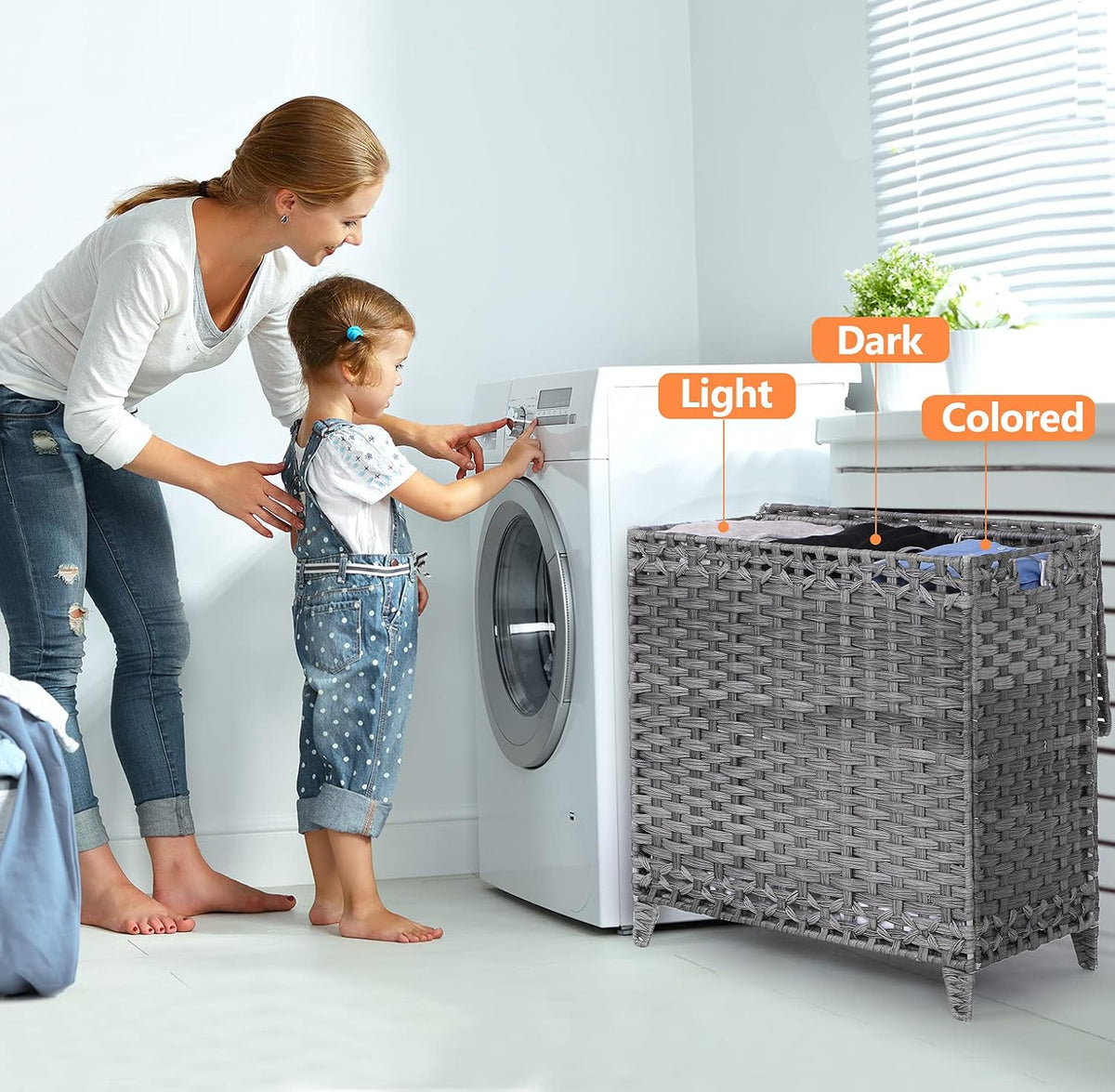 Laundry Hamper with 4 Removable Liner Bags, 176L Laundry Sorter with Lid
