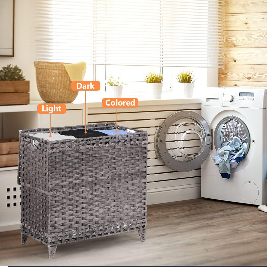 Laundry Hamper with 4 Removable Liner Bags, 176L Laundry Sorter with Lid