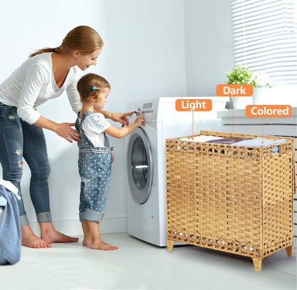 Laundry Hamper with 4 Removable Liner Bags, 176L Laundry Sorter with Lid