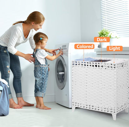 Laundry Hamper with 4 Removable Liner Bags, 176L Laundry Sorter with Lid