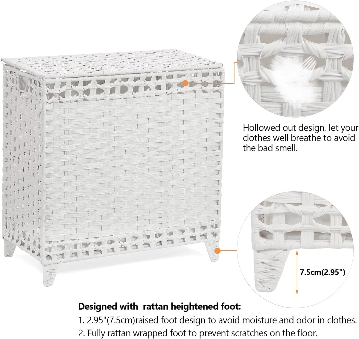 Laundry Hamper with 4 Removable Liner Bags, 176L Laundry Sorter with Lid