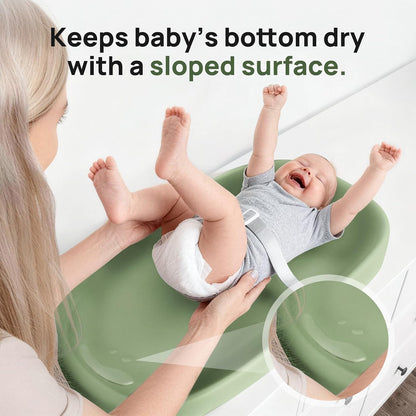 Baby Changing Pad – Soft & Wipeable Diaper Changing Table Mat for Dresser Bed Sofa, Built-in Safety Belt, Non-Slip, Waterproof, Easy to Clean – Gray, Ideal Gift for New Parents