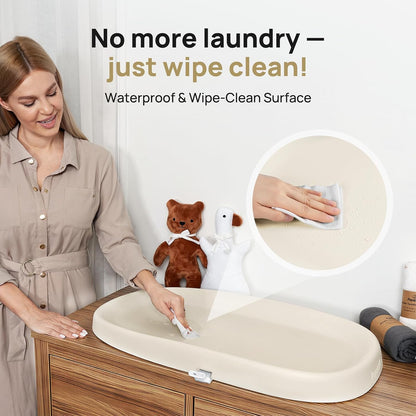 Baby Changing Pad – Soft & Wipeable Diaper Changing Table Mat for Dresser Bed Sofa, Built-in Safety Belt, Non-Slip, Waterproof, Easy to Clean – Gray, Ideal Gift for New Parents