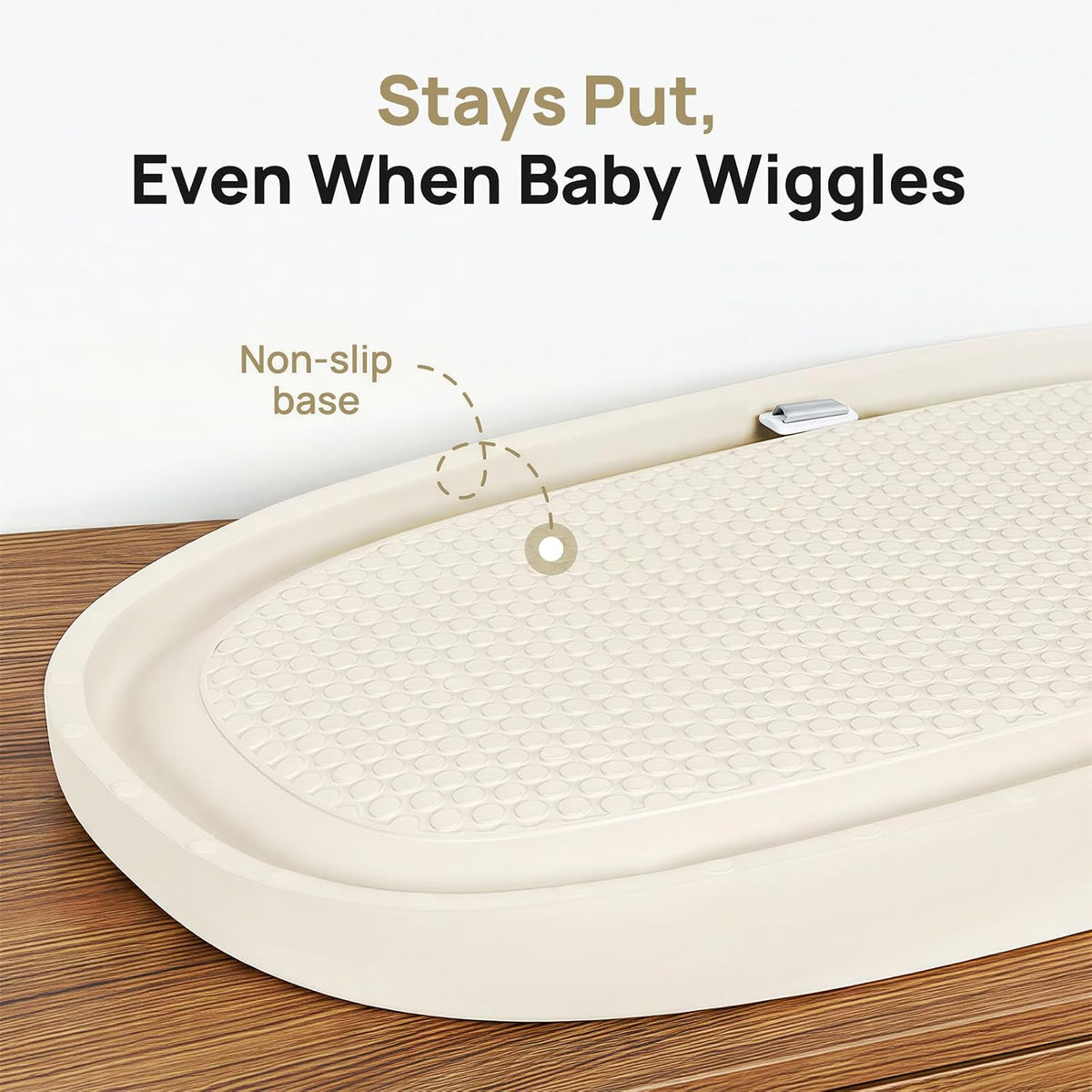 Baby Changing Pad – Soft & Wipeable Diaper Changing Table Mat for Dresser Bed Sofa, Built-in Safety Belt, Non-Slip, Waterproof, Easy to Clean – Gray, Ideal Gift for New Parents