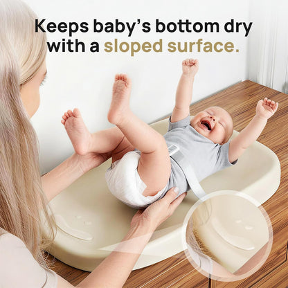 Baby Changing Pad – Soft & Wipeable Diaper Changing Table Mat for Dresser Bed Sofa, Built-in Safety Belt, Non-Slip, Waterproof, Easy to Clean – Gray, Ideal Gift for New Parents