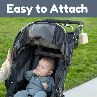 Silicone Pacifier Case, No Open Slot with Patented Closure, Dishwasher Safe, Attaches to Diaper Bag or Stroller, Holds 2 Pacifiers, (Sage)