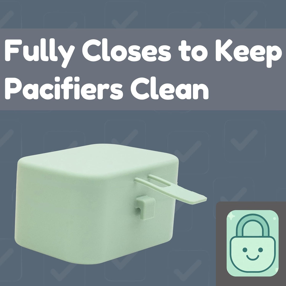Silicone Pacifier Case, No Open Slot with Patented Closure, Dishwasher Safe, Attaches to Diaper Bag or Stroller, Holds 2 Pacifiers, (Sage)