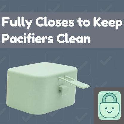 Silicone Pacifier Case, No Open Slot with Patented Closure, Dishwasher Safe, Attaches to Diaper Bag or Stroller, Holds 2 Pacifiers, (Sage)