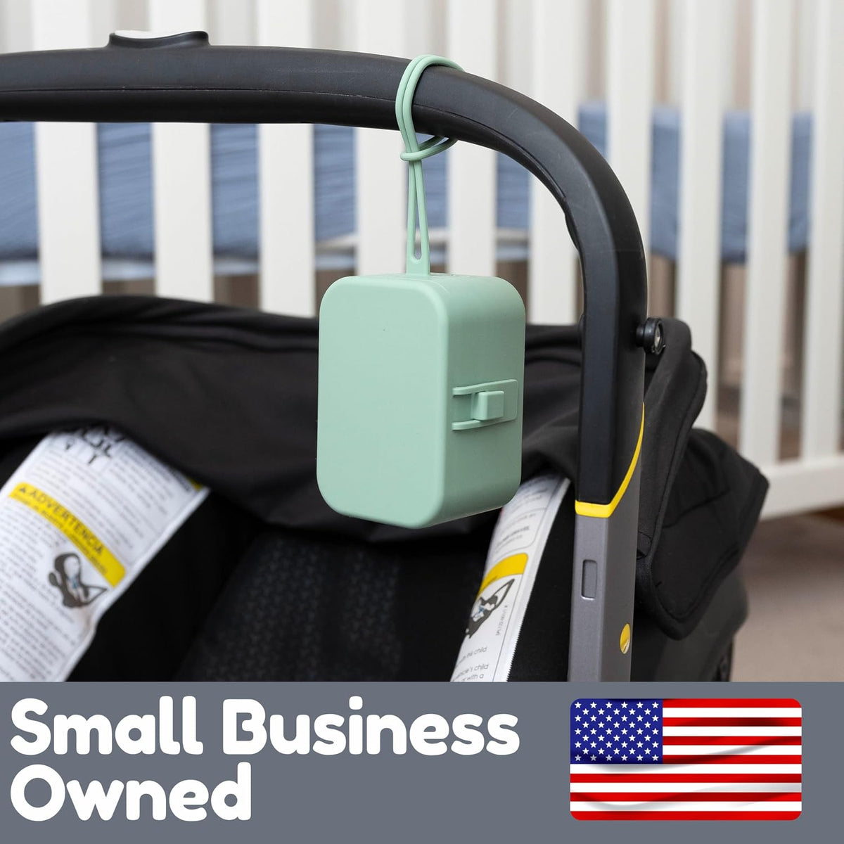 Silicone Pacifier Case, No Open Slot with Patented Closure, Dishwasher Safe, Attaches to Diaper Bag or Stroller, Holds 2 Pacifiers, (Sage)