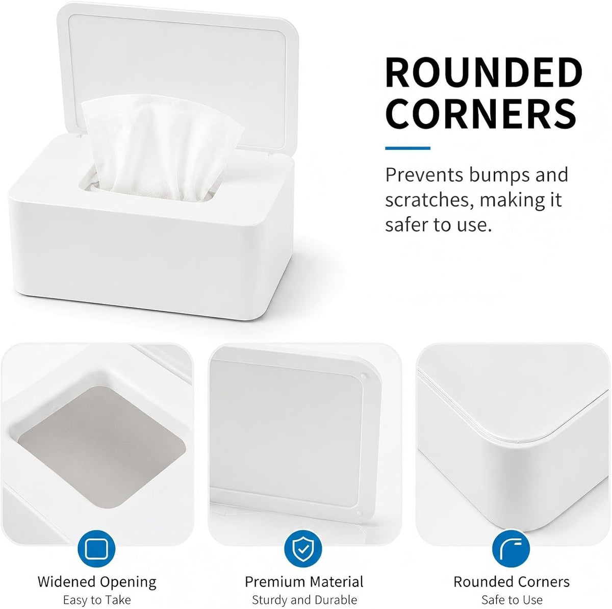 2 Pack Diaper Wipes Dispenser with Sealing Lid, Refillable Wet Wipes Container, Non-Slip Wipe Holder for Bathroom, Car & Travel, Black & White
