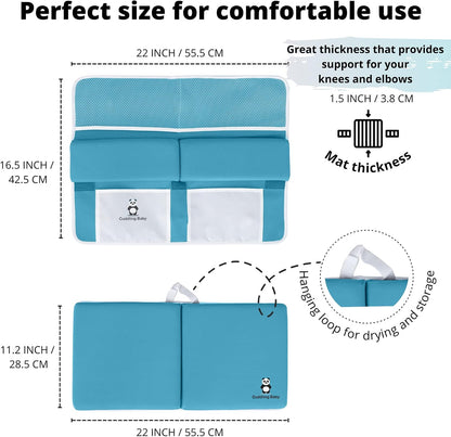 Bath Kneeler & Elbow Rest Pad Set, Non-Slip with Storage Pockets, Gray