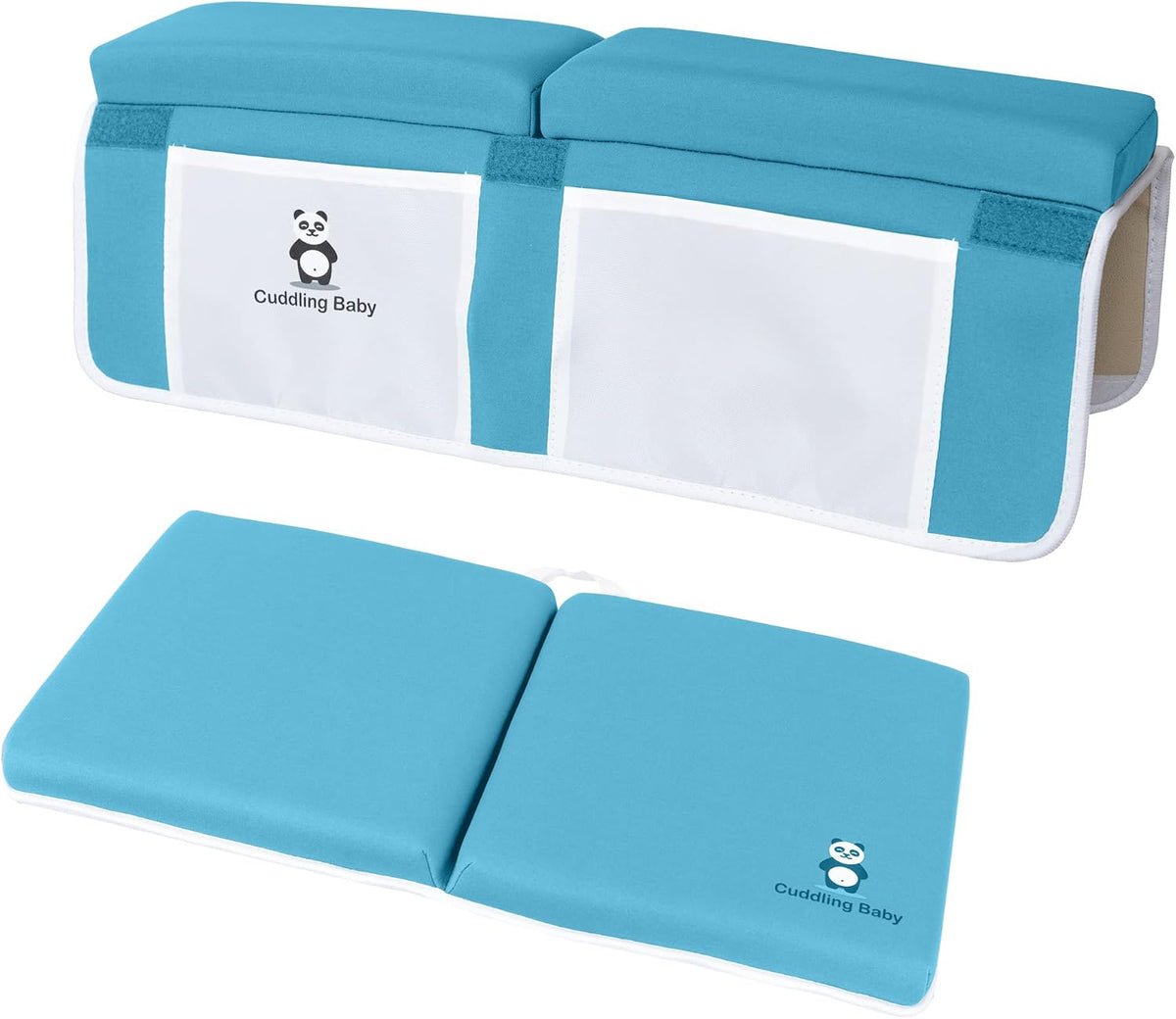 Bath Kneeler & Elbow Rest Pad Set, Non-Slip with Storage Pockets, Gray