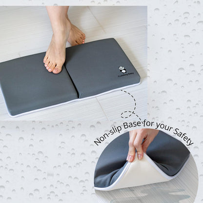 Bath Kneeler & Elbow Rest Pad Set, Non-Slip with Storage Pockets, Gray