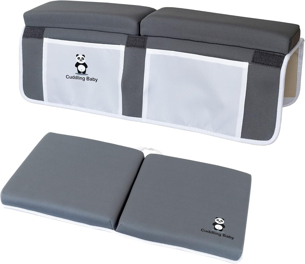 Bath Kneeler & Elbow Rest Pad Set, Non-Slip with Storage Pockets, Gray