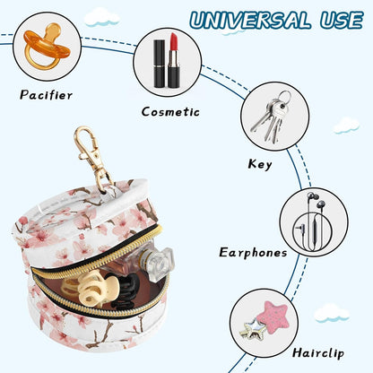 Beautiful Cherry Blossoms Baby Pacifier Holder Case, Dustproof Portable Storage Box for Diaper Bag Purse, Pacifier Storage Container for Boys & Girls