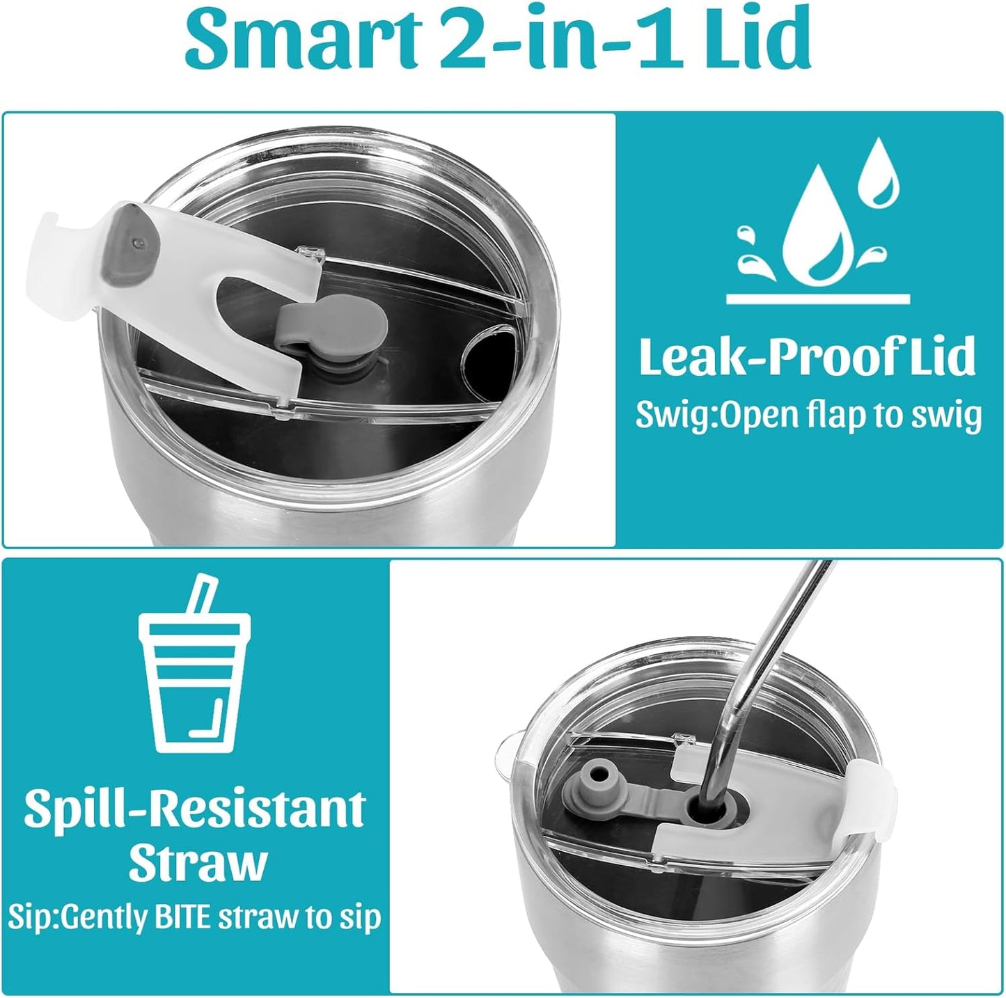 15oz Stainless Steel Tumbler with Lid and Straw for Wine, Coffee, Water | 3 Pack Double Wall Vacuum Insulated Drinking Glasses, Sweat-Proof Metal Cup Suitable for Ice Drinks and Hot Beverage