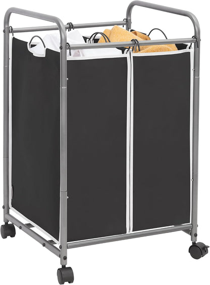 3 Section Laundry Sorter, 35.6 Gal (135 L) Laundry Hamper Cart with Heavy Duty Rolling Lockable Wheels and Removable Bags, Clothes Organizer Basket Separator Hamper, Gray